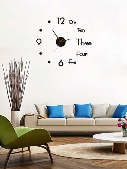 DIY Glow In The Dark Wand Clock, Creative Letter Sticker ative Functional Living Room, Bedroom, Dining Bar, Easy Installation Home Room view 10