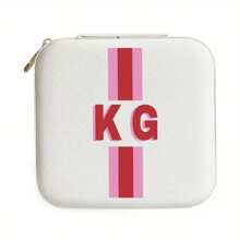 Custom Shadow Letter Striped Travel Jewelry Box - Fashionable Faux Leather Jewelry Storage Bag, Suitable For Rings, Earrings, Necklaces | Perfect Gift For Women, Ideal For Bridal Showers And Engagement Gifts.