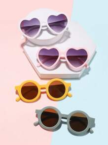 4 件装糖果心形镜框和圆框时尚眼镜，适合 4-10 岁男孩和女孩，适合节日出游 - 查看 4