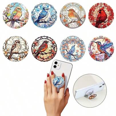 1 pezzo Supporto per telefono cellulare con disegno dipinto di colibrì, supporto universale in plastica per telefono, staffa regolabile, facile da installare e rimuovere, adatto per viaggi di lavoro, viaggi e attività all aperto