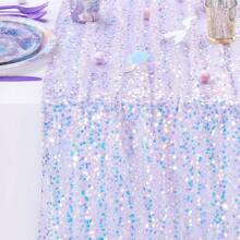 1 pezzo Runner da tavolo per festa della sirena, runner da tavolo con paillettes olografiche da sirena, adatto per feste in acqua, decorazioni per feste di compleanno, forniture per feste da sirena, regalo per compleanni