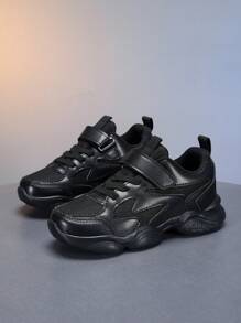 儿童运动鞋，网眼透气四季黑色跑鞋，幼儿/小孩/大孩子小号黑色运动鞋，春季/秋季 - 黑色 - 查看 9