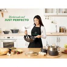 Just Perfecto Pots And Pans Sets Non Stick Induction Hob Pan Set Saucepan Set Non Stick Frying Pan Set With Lid Stock Pot Deep Frying Pan Pots And Pans Set Granite Cookware Set 21 Pcs Black - 21PcsBlack1 - View 3