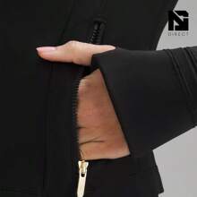Lululemon Define Cropped Jacket Nulu-For Yoga Gym Running-Sweat-Wicking-Yoga-All Seasons Sport-Spring/Summer-Autumn/Winter-Prefect Thanks Giving Day & Chrismas Gift - Black/Gold - 查看 5