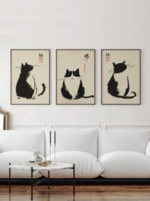 1/3pcs Retro Japanese Animal Mural, Matsumoto Cat Posters, Suitable For Wall Decoration In Living Rooms, Bedrooms, Offices, Corridors, Frameless, Wall Arts, Home Decor Materials Gifts Birthday Graduation