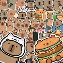 64pcs Capybara Stickers Cute Brown Stickers, Vinyl Stickers For Laptop,Decorate Party Skateboard Phone Case Water Cup Guitar Sticker Sticker Can Diy Sticker