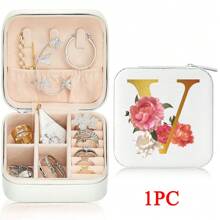 Black 26 Letter Printed White Travel Jewelry Box Jewelry Travel Storage Bag Small Jewelry Box Bridesmaid Gift Box Mini Storage Box