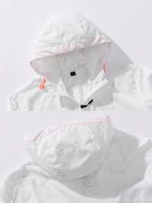 女士轻薄夏季防晒外套，带口袋的薄款连帽长袖防晒衫 - 白色 - 查看 5