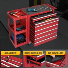 Rolling Tool Chest Tool Cabinet Storage Box With Side Shelves Workshop