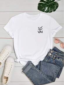 Baby Look T-Shirt Women's T Shirt Motivational Phrases Only Go Small 100% Cotton - 白色 - 查看 2