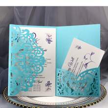 10 Stück/Packung Hochzeitseinladungen (mit Umschlägen und 2 leeren Innenkarten), Laser-geschnittene Verlobungskarte, elegante Premium-Geschäftsgrußkarten für Ferien, Geburtstag, Weihnachten