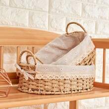 1 pièce Panier de rangement tissé à la main de manière traditionnelle - Panier tressé en osier réutilisable, convient pour le salon, la chambre à coucher, le bureau et l'hôtel, design à ouverture supérieure avec doublure en tissu, cadeau parfait pour les articles ménagers, organisateur, organisateur de maquillage, voyage, décoration de la chambre, rotin, paniers cadeaux, paniers noirs, panier, panier de rangement, boîte de rangement, panier en plastique, panier à jouets, décoration de la maison, décoration de table, articles de décoration, décoration de la chambre, cadeau