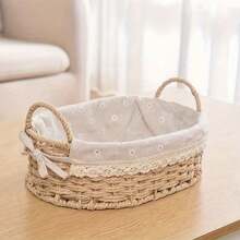 1 pièce Panier de rangement tissé à la main de manière traditionnelle - Panier tressé en osier réutilisable, convient pour le salon, la chambre à coucher, le bureau et l'hôtel, design à ouverture supérieure avec doublure en tissu, cadeau parfait pour les articles ménagers, organisateur, organisateur de maquillage, voyage, décoration de la chambre, rotin, paniers cadeaux, paniers noirs, panier, panier de rangement, boîte de rangement, panier en plastique, panier à jouets, décoration de la maison, décoration de table, articles de décoration, décoration de la chambre, cadeau