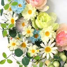 24" Artificial Flower Wreath,Daisy And Rose Wreath Colorful Spring/Summer Floral Wreaths For Front Door Wall Window And Holiday Festival Party Banquet Wedding DecorMother's Day Easter