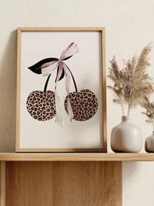 3 Pieces Pink Bow Painting Posters Cherry Hanging Picture Lip Wall Arts Quote Wall Print Leopard Canvas Poster Set Vintage Artwork Valentine's Day Gift Living Room Wall Decor No Frame Gifts Birthday Graduation