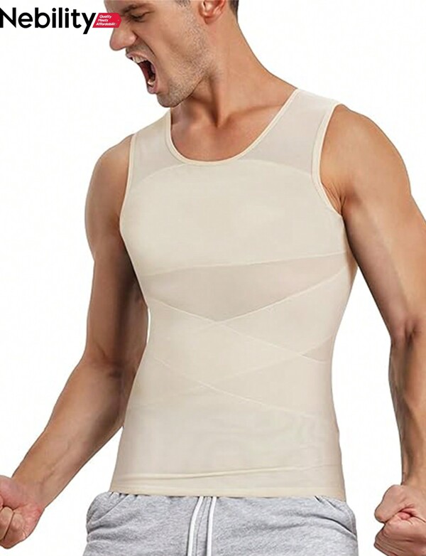 Nebility Men's Compression Shirt For Body Shaper Slimming Vest Tight Tummy Underwear Tank Top
