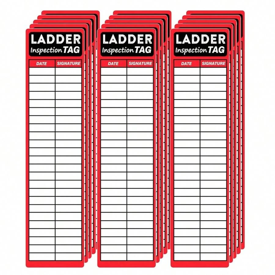 Etiquetas de inspección de escaleras, pegatinas de seguridad para escaleras de 8.5 X 2 pulgadas, etiquetas de inspección de seguridad roja, pegatinas de vinilo para mantenimiento, etiquetas de inspección de escaleras para uso industrial, 50 piezas - Negro - Ver 1