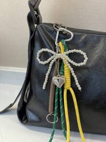 1PC Angora Red Pearl Bow Rope Bag Charm, Keychain Accessories Car Pendant Can Be Used For Bag Pendant Pendant. Gifts Valentine'S Day Stylish For Teen Girls Women College Students Teacher White-Collar Workers Rookies & White-Collar Workers Gift Accessories Decor Present Car Accessories Women Key Chain Charms Back To School Supplies Gifts For Teachers