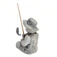 Garden Fisherman Statue, Resin, Two-Tone Stone - Main Image Color - View 5