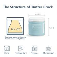 1pc Ceramic Butter Crock, Countertop Butter Keeper & Saver With Lid, Ideal Kitchen Storage Accessory - Baby Blue - View 2