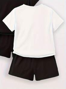 6pcs Young Boy Casual Outdoor Sports Red White Black 3 Color Los Angeles California Printed Round Neck Breathable Quick-Dry Short Sleeve T-Shirt And Shorts Set, Suitable For Spring & Summer Outdoor Activities - Multicolor - View 4