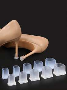 1/5 双高跟鞋保护器，橡胶鞋跟帽，高跟鞋止动器 - 减震降噪，适合婚礼或户外，优雅的硅胶高跟鞋套 - 防滑细高跟鞋保护器，拉丁舞透明鞋塞，鞋跟套，耐磨
