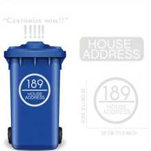 1 件定制反光垃圾桶编号 - 个性化不干胶标签，带有房屋和街道名称，PET 材料，图形印刷