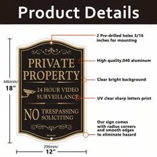 BlazeVideo Large Private Property No Trespassing Sign, 2-Pack 12" X 18" No Soliciting 24 Hour Video Surveillance Yard Signs, Reflective Rust Free Aluminum, Fade Resistant, UV Protected & Waterproof