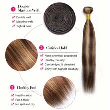 Paquetes de extensiones de cabello humano Remy natural con color piano P4/27 recto - S4/27 - Ver 5