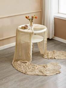 新款热奶酪桌旗褶皱面料波西米亚风格巴厘岛纱桌布婚礼派对装饰，巴厘岛纱褶皱桌布波西米亚风格乡村桌布婚礼派对晚会装饰，适用于派对、节日庆典。