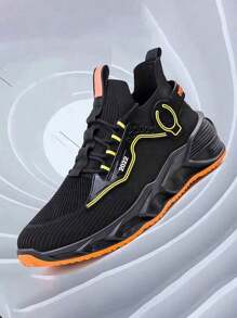 Men's High Top Sports Tennis Shoes Running Sports Outdoor - 橘子黑 - 查看 1