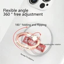 1PC 360° Rotating Crystal Rhinestone Phone Ring Holder Universal Transparent Finger Ring Stand Compatible With All Mobile Phones - Multicolor - View 5