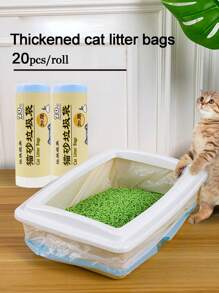 20pcs/Roll,White PE One-Time Drawstring Cat Litter Bags,Self - Cleaning Cat Litter Box Garbage Bags, Extra - Large Cat Litter Box Replacement Liners, Drawstring Garbage Bags Suitable For Robots Thick Plastic Bags For Cleaning, Compatible With Self- Cleaning Cat Litter Box Liners And Free Pet Shovel, Anti- Tear And Leak, For Reusable And Disposable Trays((64cm X 40cm)