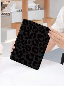 Cheetah,Leopard Print 1pc Black Leopard Print Flat Protective Case, Compatible With IPad 10.2 Inch, IPad Pro 11 2021/2020/10th Gen, IPad Mini 4/5/6, Galaxy Tab A8 10.5 Inch 2022, Matepad 10.4/Tab, With Pencil Slot, Anti-Drop, Tablet Stand