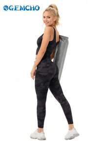 GEMCHO 女士迷彩运动瑜伽背心，长款，无钢圈中等支撑，女士吊带衫，春夏款 - 彩色 - 查看 6