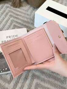 1pc Unisex Fashion Creative Trifold Bow Decor Mini Compact Card Holder, Large Capacity Multi-Card Slots Wallet For Coins, Cash, Keys, Suitable For Business, Student, Dating, Anniversary, Daily Use, Gift,Boho Vibes