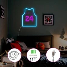 Regalos personalizados de baloncesto para niños, jersey de baloncesto personalizado con letrero de neón de pared, letrero de neón de baloncesto con luz LED de noche para dormitorio, regalo de Navidad, cumpleaños y deporte para niños y niños