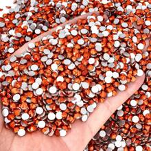 1440pcs New Mine Orange Non Hotfix Rhinestones Glitter Nail Charms Flatback Strass Crystals For Fabric Garment Decoration