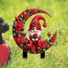 Garden Stake Outdoor Decoration, Valentine's Day Gnome Acrylic Garden Stakes Outdoor Garden Decor Fairy Art Lawn Garden Stake