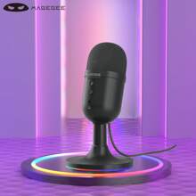 MageGee USB Microphone, RGB Noise Reduction Microphone Great For Streaming Podcast Vocal Recording, Volume Gain Tap-To-Mute Plug And Play Gaming Mic For PC, , P.S4/5 - 黑色 - 查看 2