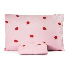 Essencialle 2-Piece Single Sheet Set Cotton 160 Thread Count With Elastic - Ladybird - View 2