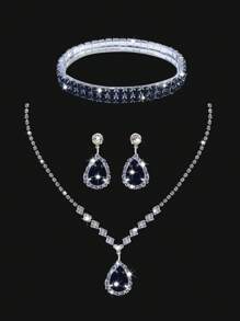 Bolso de noche con rhinestones para mujer, set de 4 pinzas para la oreja con rhinestones para novia y boda, gargantilla, brazalete y colgante, bolso brillante perfecto para fiesta, boda, baile de graduación, cena/banquete, vestido de novia, ropa formal, vestido de baile de graduación, vestido de cumpleaños