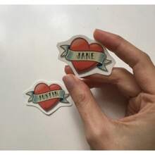 15pcs Custom Old School Heart Temporary Tattoo, Custom Names Tattoo For Mother's Day, Fun Gift For Loved One, Best Friend Or Family Member, Multi-Functional, Ornamental, Letter, Solid Color, Exquisite, Stylish, Vintage, Modern, Colorful, Leisure, Basics, Casual, Soft, Unique, Customized, Personalized, Custom, Ideal Gifts For Her, Girlfriend, Her, Boyfriend, Friends,Beauty & Health,Halloween Edit