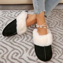 Cozy Women's Slip-On Moccasins With Non-Slip Platform - Ideal For Winter Home Comfort In Soft Plush Fleece Warm House Slippers Women Shoes - 黑色 - 查看 5
