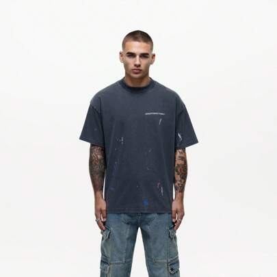 Good for Nothing Abstract Paint Grey T-Shirt