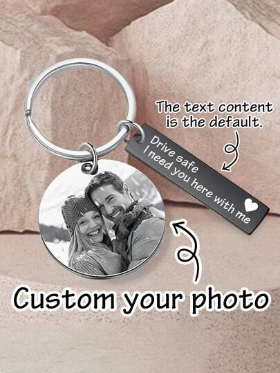 LICVIC 1 st. anpassad gravyr på nyckelringar i rostfritt stål med foto, rund/remskombination, anpassade graverade nyckelringar för kvinnor, personlig nyckelring för män, berlocker för män och kvinnor, anpassad nyckelring för par, anpassad nyckelring för pojkvän, personlig alla hjärtans dag-present, söt, bedårande, kontrakterad, rolig, kawaii, år 2000, minimalistisk, pendling, affärsmässig vardag, basplagg, för årsdagar, för födelsedagar, för helgdag/semester, för affärer/pendling/arbete/kontor, anpassade väsktillbehör, chic höst, glamourös look