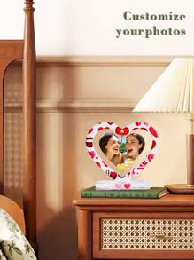 1pc Personalized Acrylic Heart-Shaped Photo Frame, Romantic Hollow Heart Decor, Gift For Family, Friends, Partner, Valentine's Day, Birthday, Mother's Day, Anniversary Gifts Graduation - Multicolor - View 10