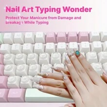 50/100 Pieces DIY Keyboard Keycaps, Nail Type Keyboard Stickers, Transparent Raised Laptop Keyboard Stickers, Nail Art Protection Tool For Women With Long Nails - Multicolor - View 3