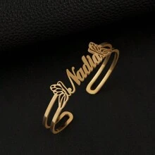Fashionable Minimalist Luxurious High-End Simple Stylish Versatile Elegant Sexy Gold Crown, Heart-Shaped Customized Name Cut Bracelet, Suitable As Gift For Friends, Lovers, Family, Birthday, Anniversary, Festivals, Traveling Accessories