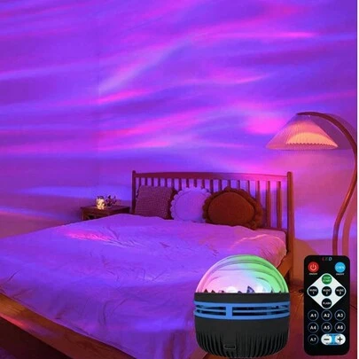 1 pieza Proyector de luz LED, Patrones multicolor, Control remoto, Proyector de cielo estrellado, Proyector de luz nocturna para dormitorio, Proyector de olas de agua, Proyector de cielo estrellado, Cine en casa, Proyector de techo, Decoración navideña, Regalo del Día de San Valentín, Camping, Decoración de boda, Luz nocturna romántica